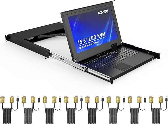 MT-VIKI 1U Rack Mount KVM Console, Rack Monitor
